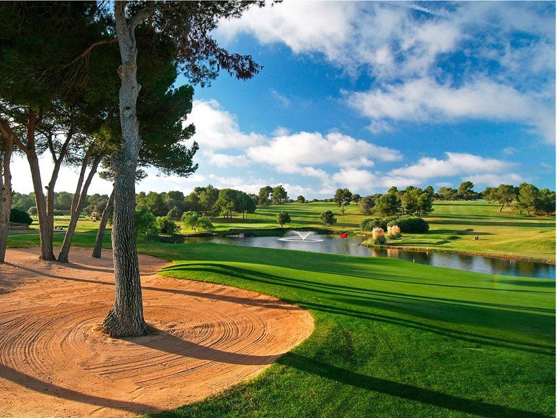 golfplatz rote bunker sonne