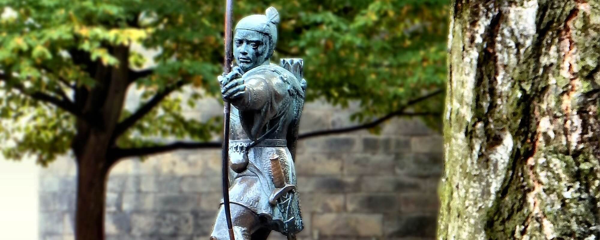 Robbin Hood, trees, statuar, golf trip, holidays in england, robin hood, vacation