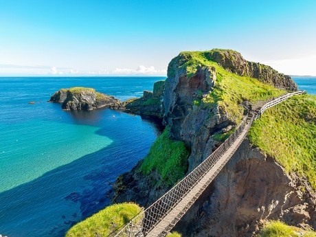 Belfast, bridge, Ocean, coast, hills, blue sky, northern Ireland, nature