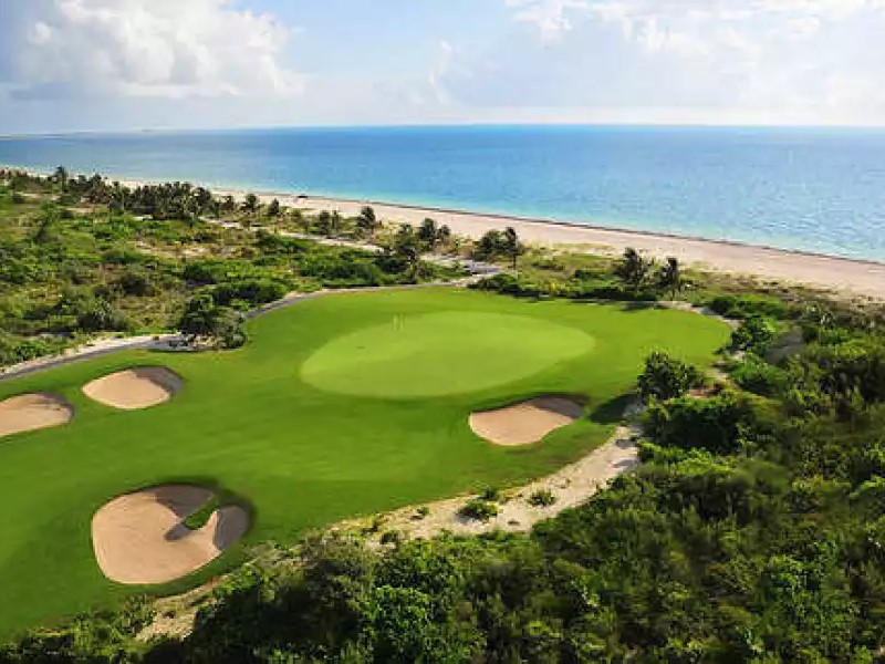 Playa Mujeres Golf Club, Mexiko, Cancun, Meer, Küste, Fairway, Bunker, Strand